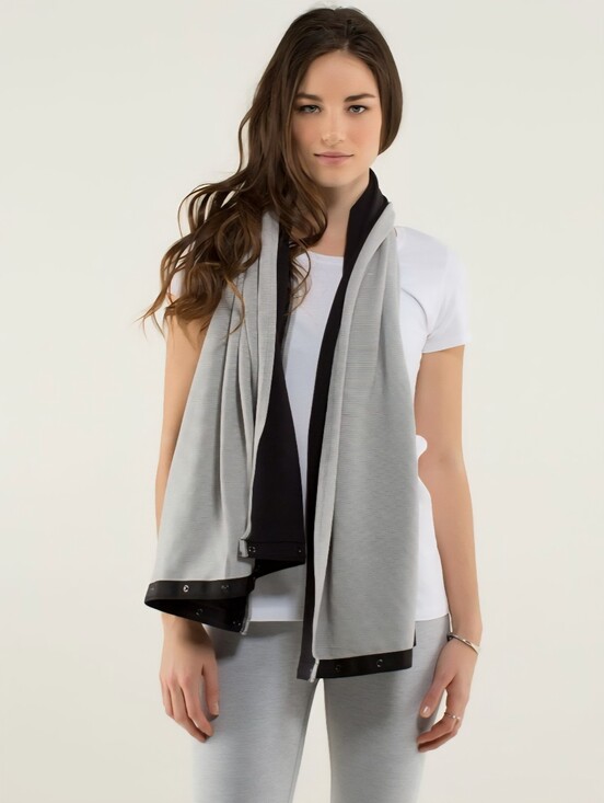lululemon athletica Accessories - Lululemon Vinyasa Scarf wrap featuring gray striped fabric and snap closures